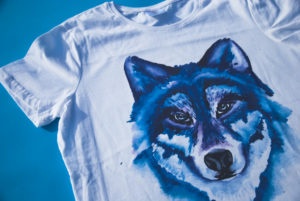 Bawełniana koszulka z nadrukiem wilka