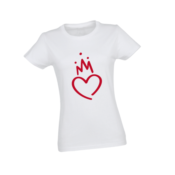 Biały damski t-shirt czerwone serce