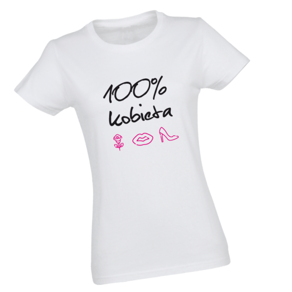 Biały t-shirt z nadrukiem 100% kobieta