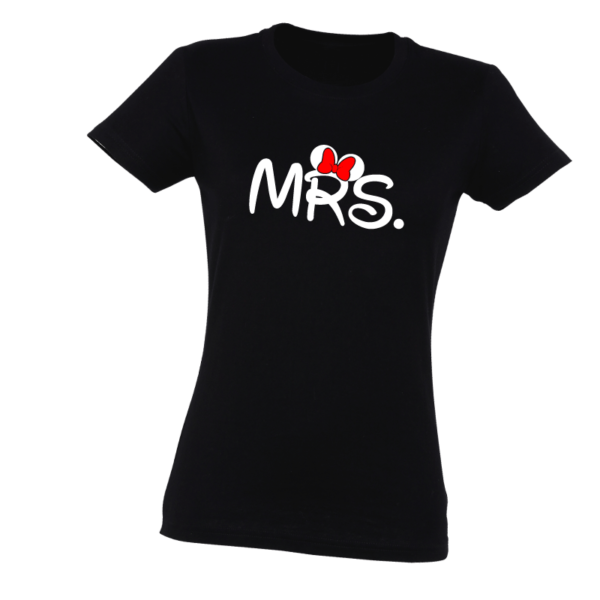 Czarna koszulka z nadrukiem Mrs Minnie Myszka Miki Mickey