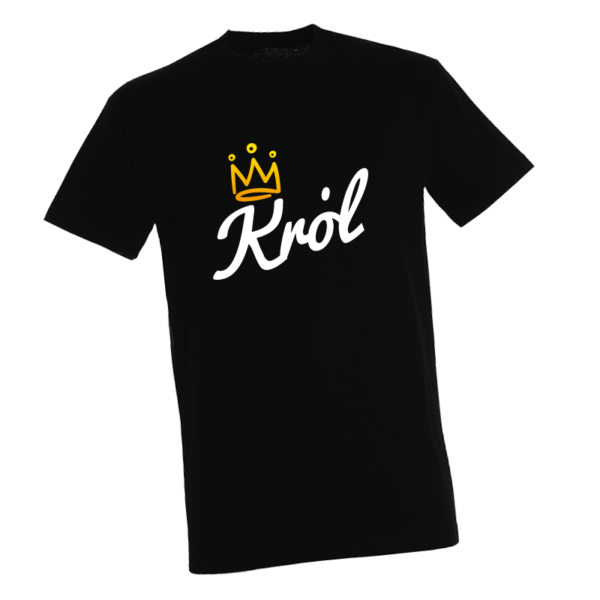 Czarna bawełniana koszulka z nadrukiem Król