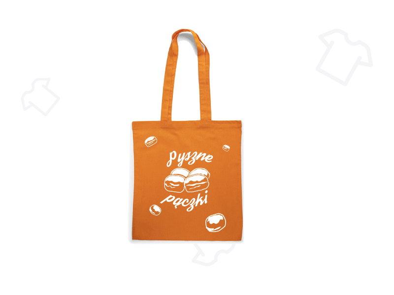 Projekt graficzny pomarańczowej torby z nadrukiem