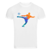 Piłkarski t-shirt z nadrukiem strzelającego zawodnika