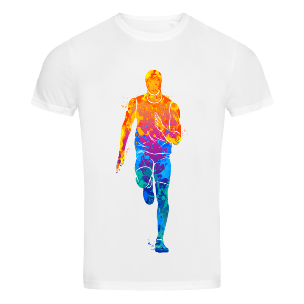 T-shirt sportowy z nadrukiem biegacza